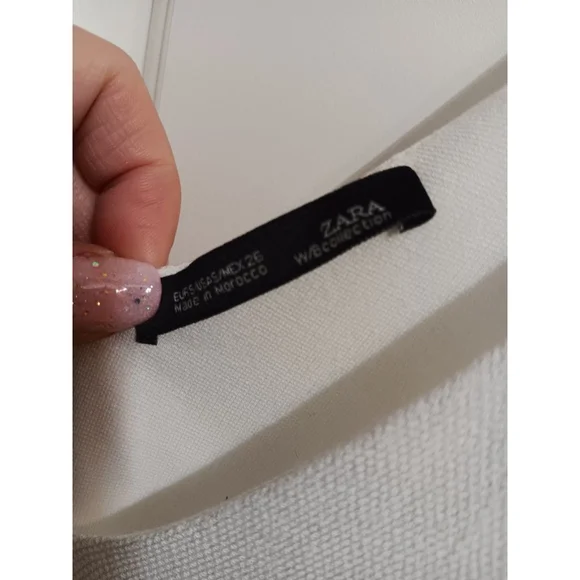 Zara Layered Spaghetti Strap Medium Weight Sundress with Textured Layer White - Picture 9 of 12